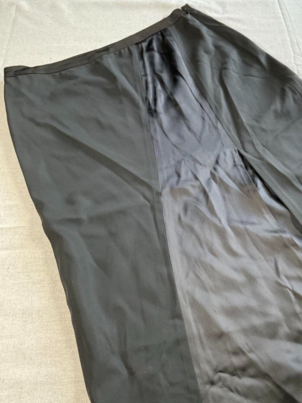 Womens DKNY Lined Career Office Designer Black A-Line Midi Skirt (Size 8)